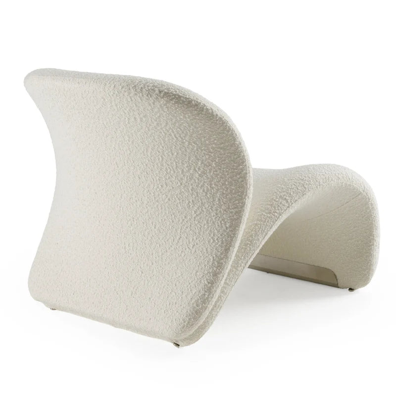 Fauteuil d'appoint en tissu blanc, dossier incurvé, une place