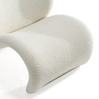 Fauteuil d'appoint en tissu blanc, dossier incurvé, une place