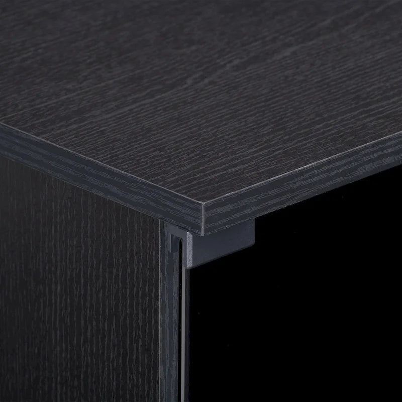 Meuble TV noir avec portes en verre trempé, Pour les téléviseurs jusqu'à 85"