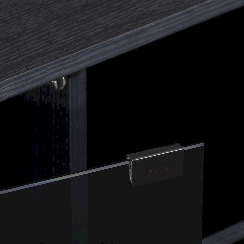 Meuble TV noir avec portes en verre trempé, Pour les téléviseurs jusqu'à 85"