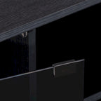 Meuble TV noir avec portes en verre trempé, Pour les téléviseurs jusqu'à 85"