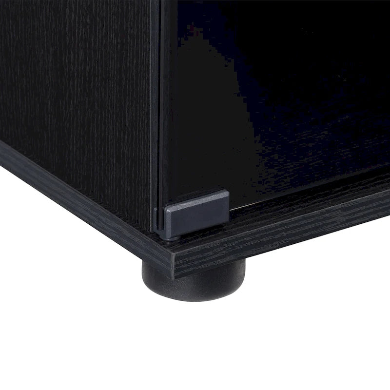 Meuble TV noir avec portes en verre trempé, Pour les téléviseurs jusqu'à 85"