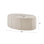 Pouffe ovale touffeté bleu / crème / gris, 1 place