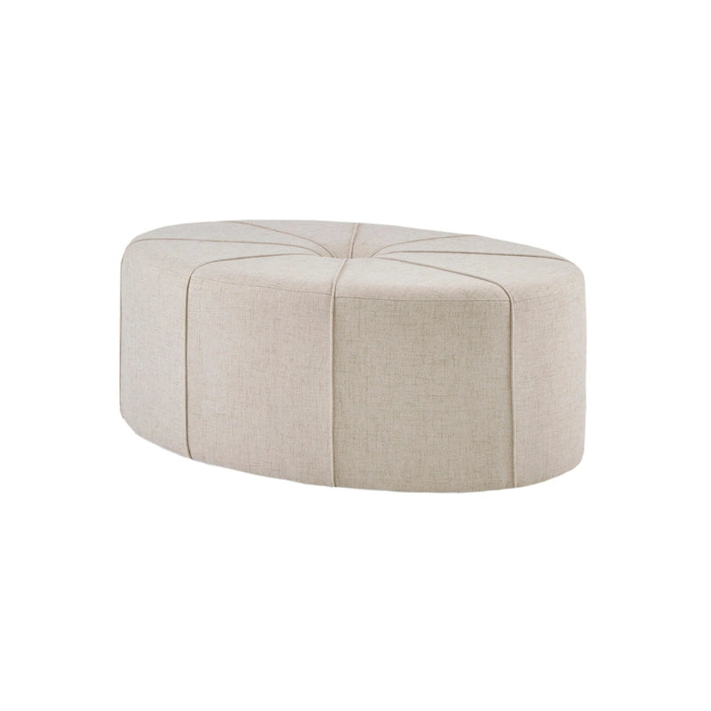 Pouffe ovale touffeté bleu / crème / gris, 1 place