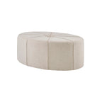 Pouffe ovale touffeté bleu / crème / gris, 1 place