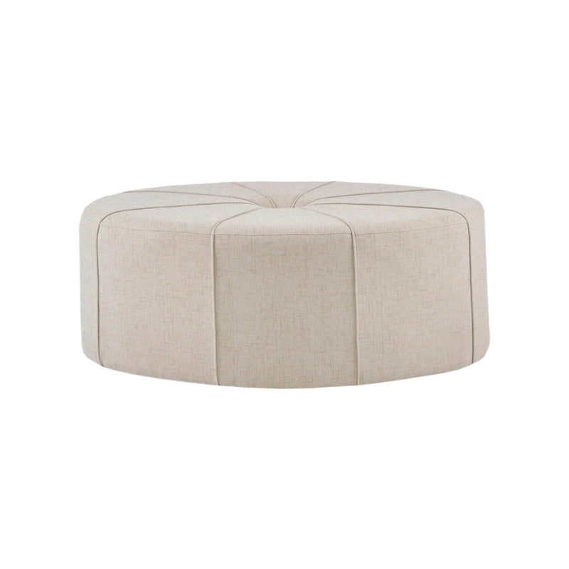 Pouffe ovale touffeté bleu / crème / gris, 1 place