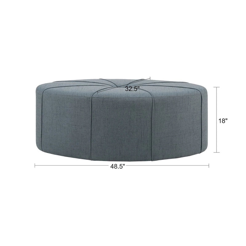 Pouffe ovale touffeté bleu / crème / gris, 1 place