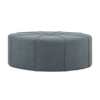 Pouffe ovale touffeté bleu / crème / gris, 1 place