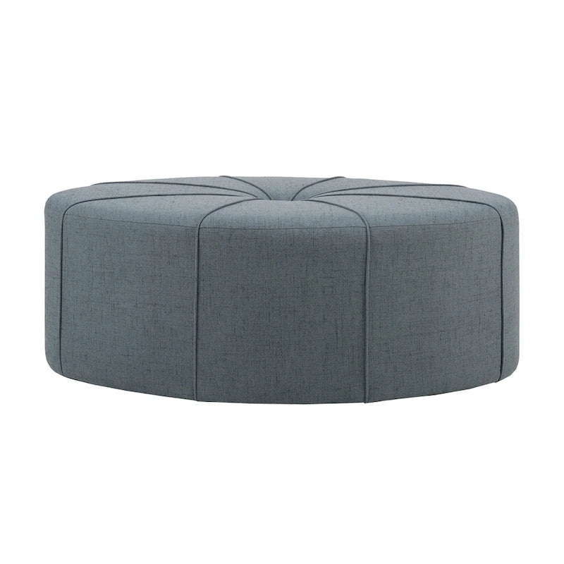Pouffe ovale touffeté bleu / crème / gris, 1 place