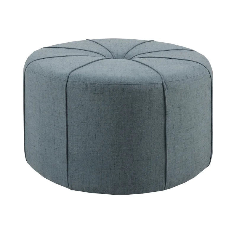 Pouffe ovale touffeté bleu / crème / gris, 1 place