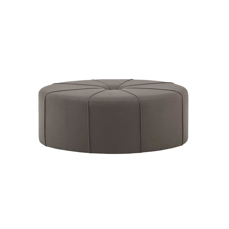 Pouffe ovale touffeté bleu / crème / gris, 1 place