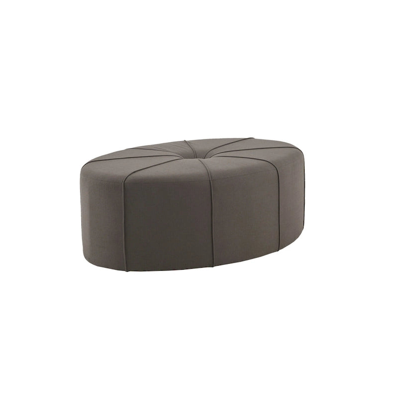 Pouffe ovale touffeté bleu / crème / gris, 1 place