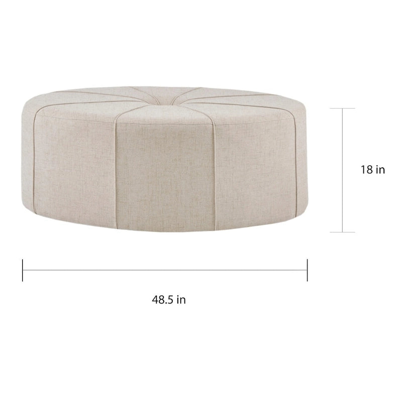 Pouffe ovale touffeté bleu / crème / gris, 1 place