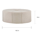 Pouffe ovale touffeté bleu / crème / gris, 1 place