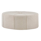 Pouffe ovale touffeté bleu / crème / gris, 1 place