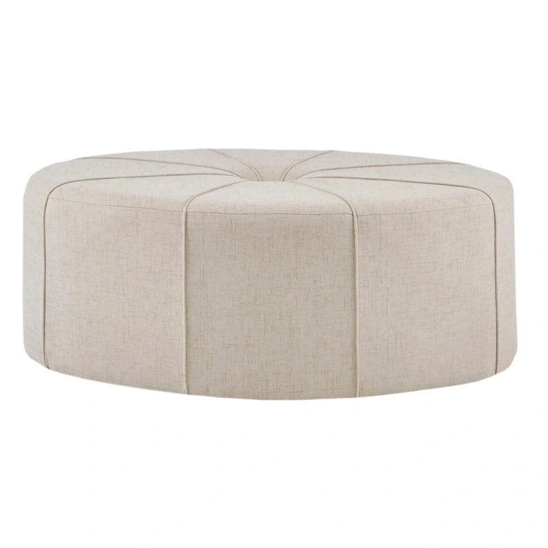 Pouffe ovale touffeté bleu / crème / gris, 1 place