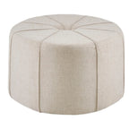 Pouffe ovale touffeté bleu / crème / gris, 1 place