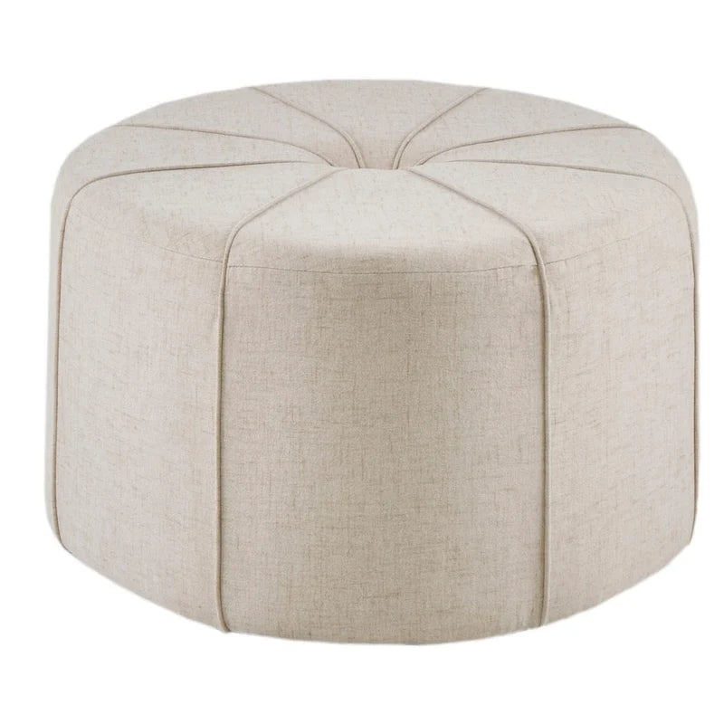 Pouffe ovale touffeté bleu / crème / gris, 1 place