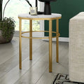 Laiton / Bronze noirci, Table d'appoint ronde avec plateau imitation marbre, 1 personne, Moderne glamour