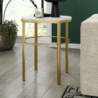 Laiton / Bronze noirci, Table d'appoint ronde avec plateau imitation marbre, 1 personne, Moderne glamour