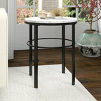 Laiton / Bronze noirci, Table d'appoint ronde avec plateau imitation marbre, 1 personne, Moderne glamour