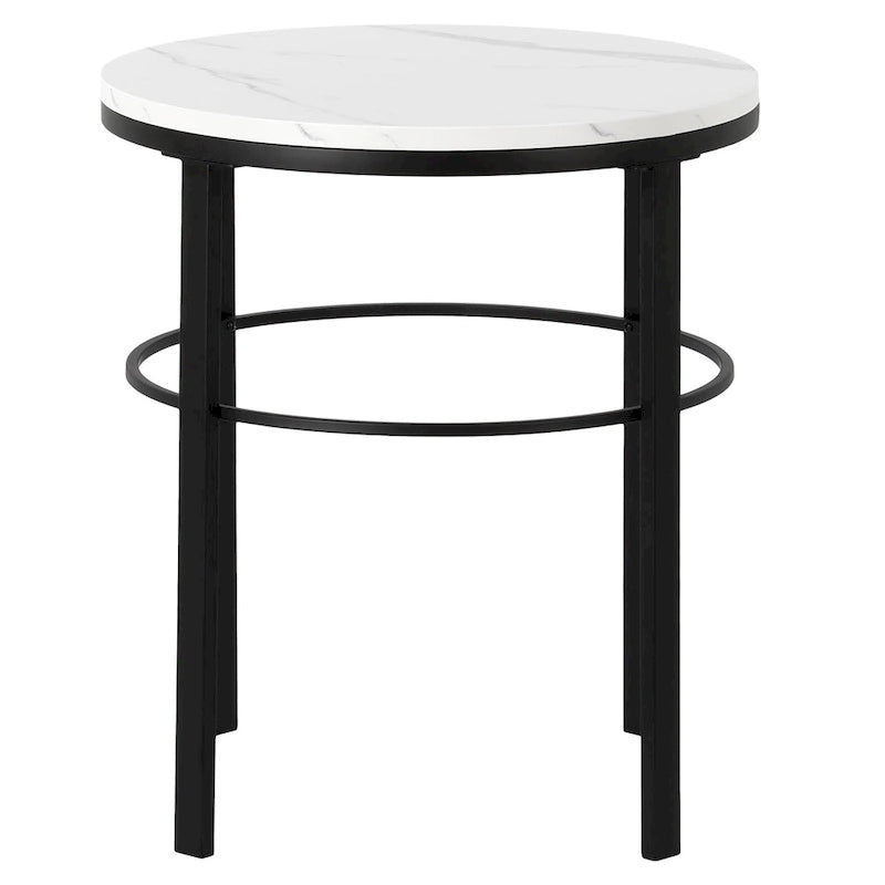 Laiton / Bronze noirci, Table d'appoint ronde avec plateau imitation marbre, 1 personne, Moderne glamour