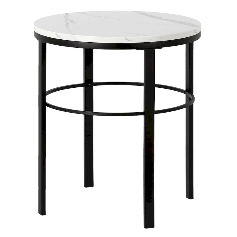 Laiton / Bronze noirci, Table d'appoint ronde avec plateau imitation marbre, 1 personne, Moderne glamour