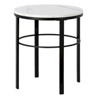 Laiton / Bronze noirci, Table d'appoint ronde avec plateau imitation marbre, 1 personne, Moderne glamour