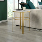 Laiton / Bronze noirci, Table d'appoint ronde avec plateau imitation marbre, 1 personne, Moderne glamour