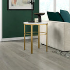 Laiton / Bronze noirci, Table d'appoint ronde avec plateau imitation marbre, 1 personne, Moderne glamour