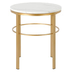 Laiton / Bronze noirci, Table d'appoint ronde avec plateau imitation marbre, 1 personne, Moderne glamour