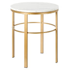 Laiton / Bronze noirci, Table d'appoint ronde avec plateau imitation marbre, 1 personne, Moderne glamour