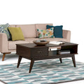 Table basse Mid-Century Moderne Auburn Moyen / Teck Brun – 48 larg. x 22 prof. x 20 haut.