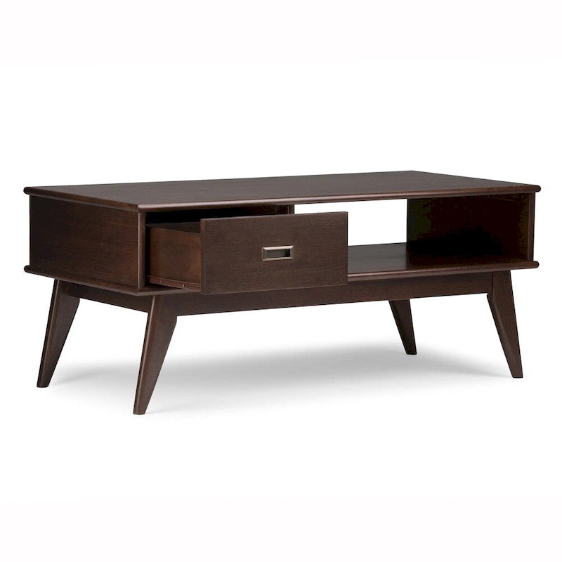 Table basse Mid-Century Moderne Auburn Moyen / Teck Brun – 48 larg. x 22 prof. x 20 haut.