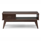 Table basse Mid-Century Moderne Auburn Moyen / Teck Brun – 48 larg. x 22 prof. x 20 haut.