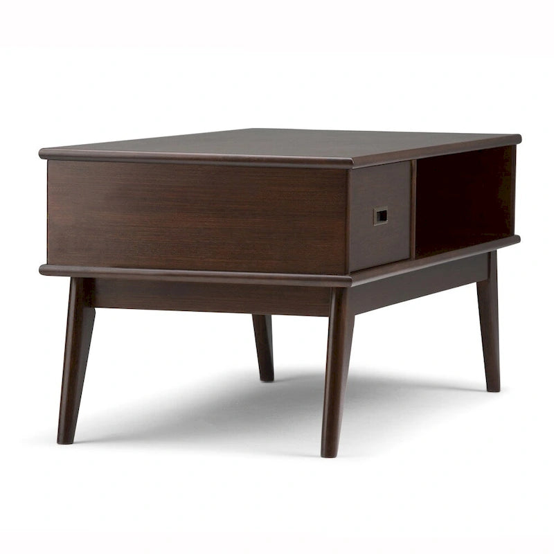 Table basse Mid-Century Moderne Auburn Moyen / Teck Brun – 48 larg. x 22 prof. x 20 haut.