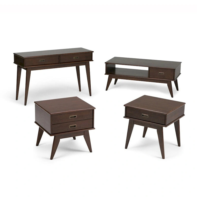 Table basse Mid-Century Moderne Auburn Moyen / Teck Brun – 48 larg. x 22 prof. x 20 haut.