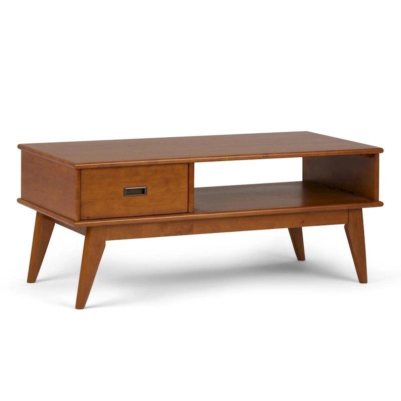 Table basse Mid-Century Moderne Auburn Moyen / Teck Brun – 48 larg. x 22 prof. x 20 haut.