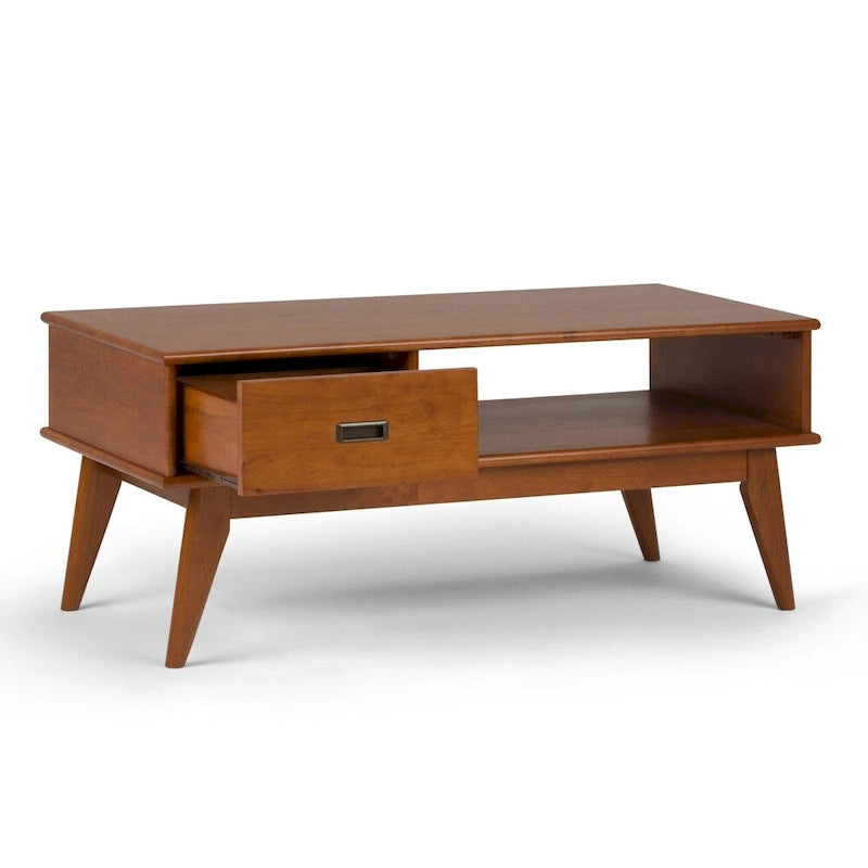 Table basse Mid-Century Moderne Auburn Moyen / Teck Brun – 48 larg. x 22 prof. x 20 haut.