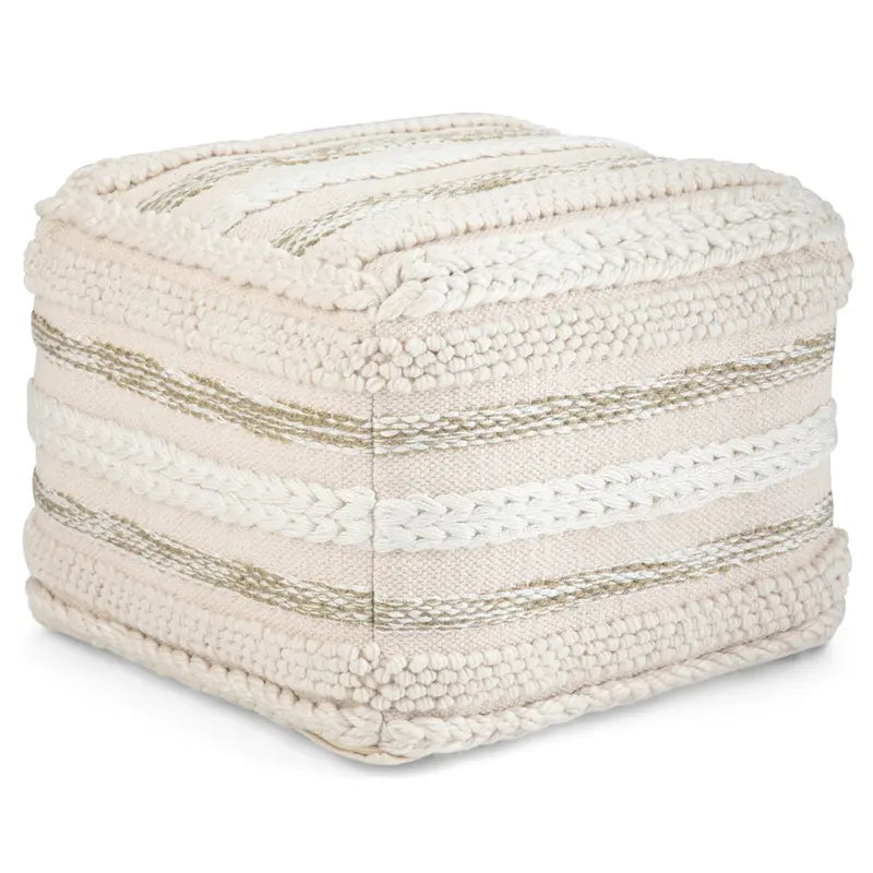 Pouf carré tressé, naturel/gris, repose-pieds 1 place et siège d'appoint