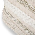 Pouf carré tressé, naturel/gris, repose-pieds 1 place et siège d'appoint