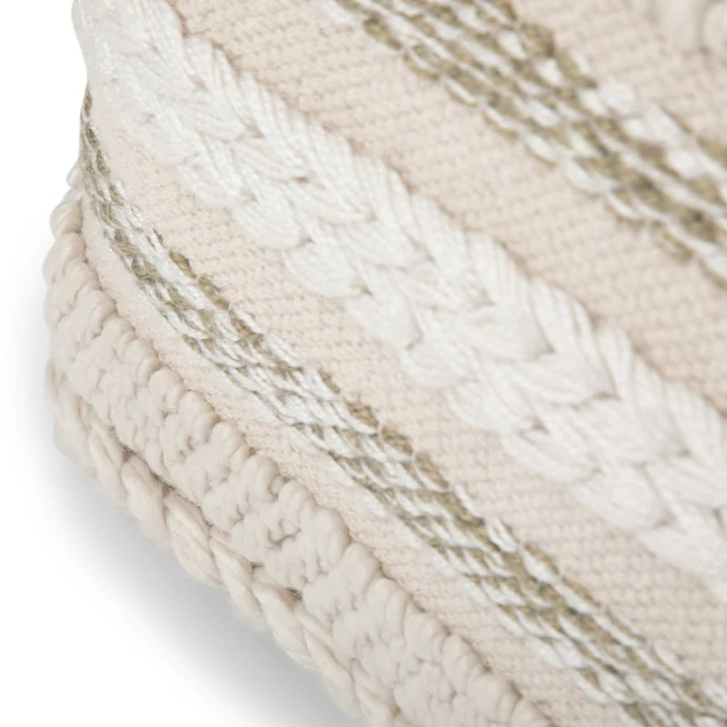 Pouf carré tressé, naturel/gris, repose-pieds 1 place et siège d'appoint