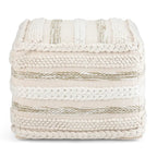 Pouf carré tressé, naturel/gris, repose-pieds 1 place et siège d'appoint