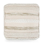 Pouf carré tressé, naturel/gris, repose-pieds 1 place et siège d'appoint