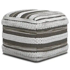 Pouf carré tressé, naturel/gris, repose-pieds 1 place et siège d'appoint