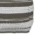 Pouf carré tressé, naturel/gris, repose-pieds 1 place et siège d'appoint