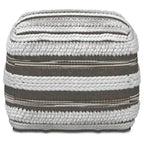 Pouf carré tressé, naturel/gris, repose-pieds 1 place et siège d'appoint