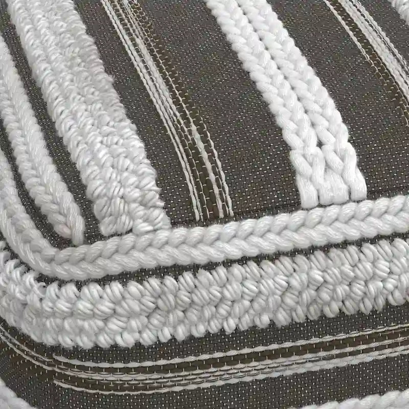 Pouf carré tressé, naturel/gris, repose-pieds 1 place et siège d'appoint