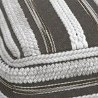 Pouf carré tressé, naturel/gris, repose-pieds 1 place et siège d'appoint