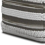 Pouf carré tressé, naturel/gris, repose-pieds 1 place et siège d'appoint